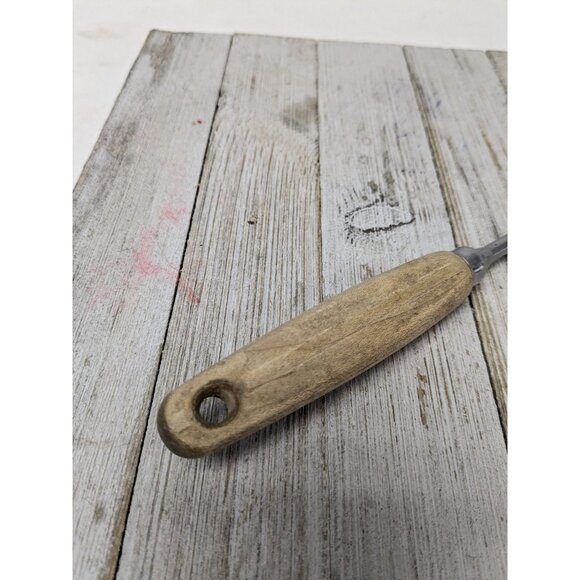 Vintage EKCO Eterna Meat Utility Fork Tan Wood Handle 12 1/2" Stainless Steel - Picture 5 of 7